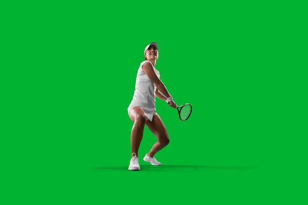 Fille de tennis sur écran vert