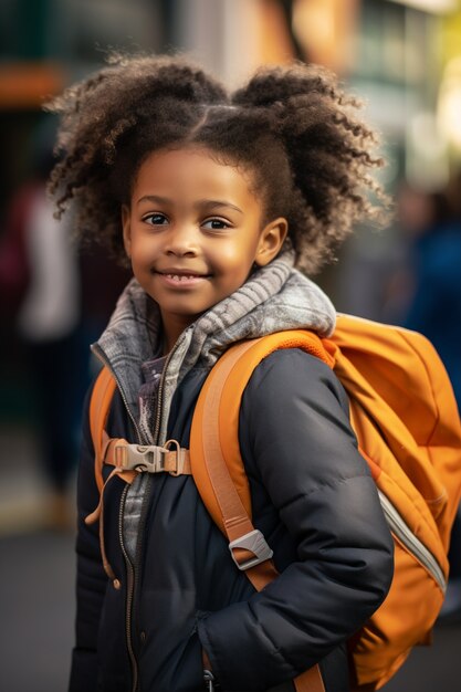 Fille de tir moyen portant un sac à dos