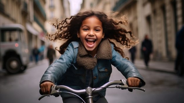 Photo gratuite fille vue de face sur vélo