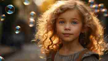 Photo gratuite des filles souriantes jouant dans la nature l'innocence et la joie générées par l'ia