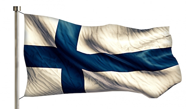 Finlande Drapeau national isolé Fond blanc 3D