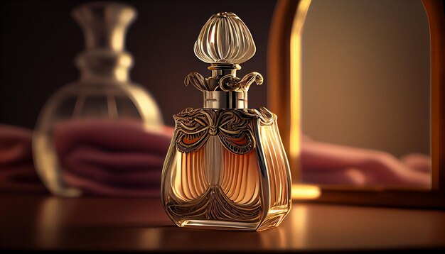 Un flacon de parfum luxueux ajoute de l'élégance à la décoration intérieure AI générative