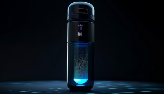 Photo gratuite le flacon en verre brillant reflète l'élégance du liquide bleu généré par l'ia