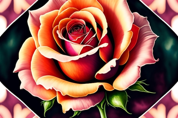 Une fleur colorée d'orange et de rose