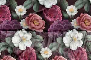 Photo gratuite fleur dessinée à la main avec des médias remixés de texture de papier froissé
