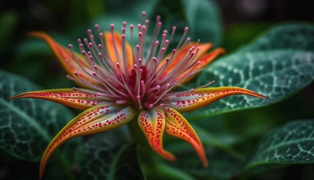 La fleur d'hibiscus vibrante met en valeur la beauté naturelle à l'extérieur générée par l'IA