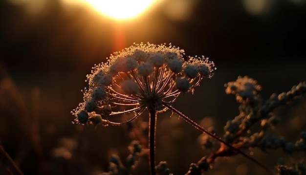 Photo gratuite fleur de pissenlit jaune doux dans un pré couvert de rosée généré par l'ia