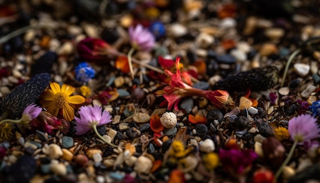 Photo gratuite fleurs de camomille d'un rose et d'un jaune époustouflants générés par l'ia