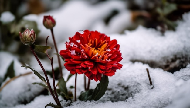 Photo gratuite des fleurs de dahlia vibrantes se détachent dans un pré généré par l'ia