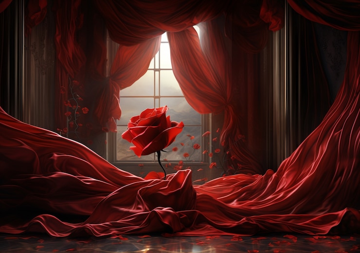 Photo gratuit des fleurs de rose 3d avec un tissu