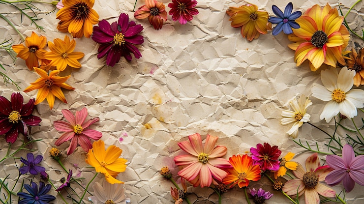 Photo gratuit des fleurs séchées sur du papier déchiré