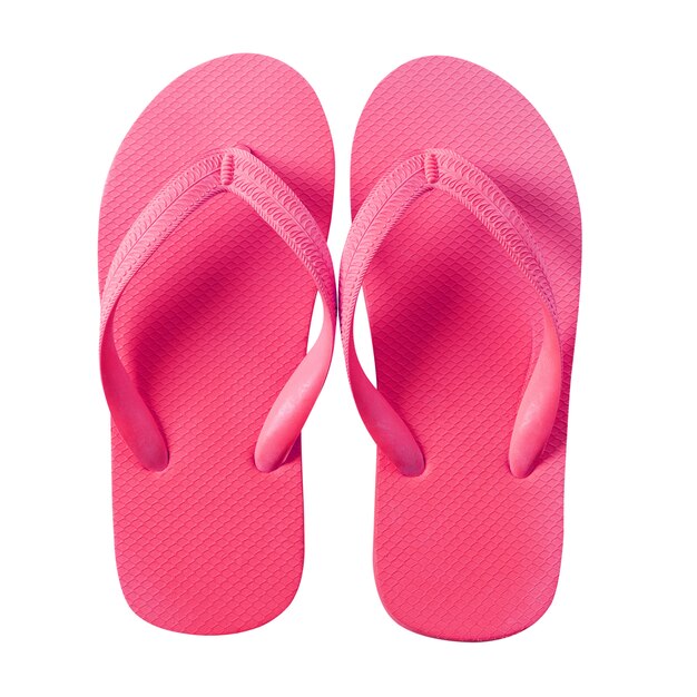 Flip sandales de plage rose isolé sur blanc