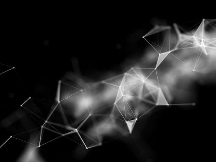 Photo gratuit fond 3d low poly, connexions réseau, faible profondeur de champ
