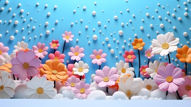 Fond abstrait avec des fleurs 3d