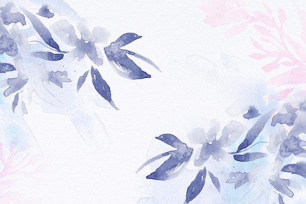 Fond aquarelle floral d'hiver en violet avec illustration de feuille