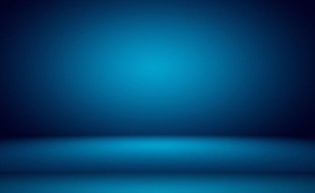 Fond bleu dégradé de luxe abstrait. Bleu foncé lisse avec vignette noire Studio Banner.