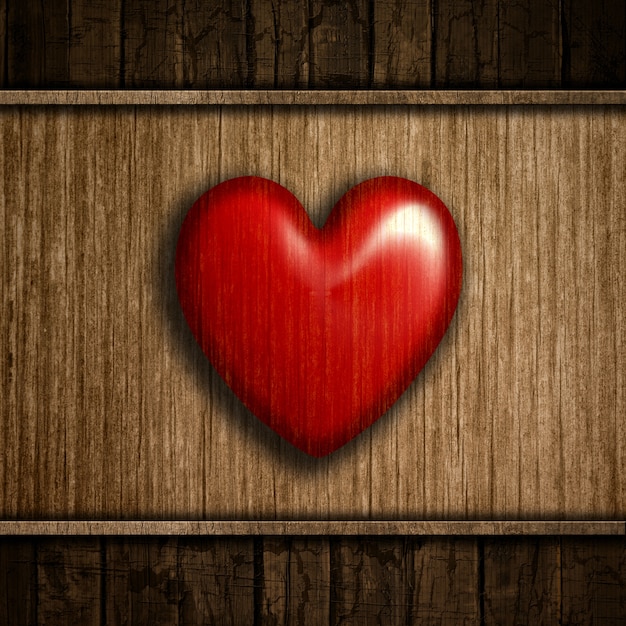fond en bois grunge avec le coeur texturé