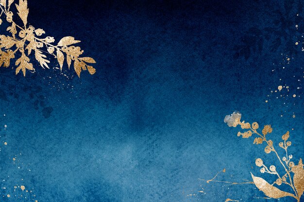 Fond de bordure florale d'hiver en bleu avec illustration aquarelle de feuille