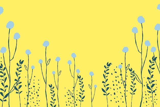 Fond de bordure florale jaune avec doodle de fleur de pissenlit