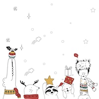 Fond de carte de vacances festives animaux de dessin animé de noël