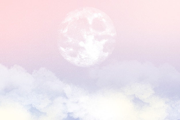 Fond de ciel esthétique avec lune et nuages en rose