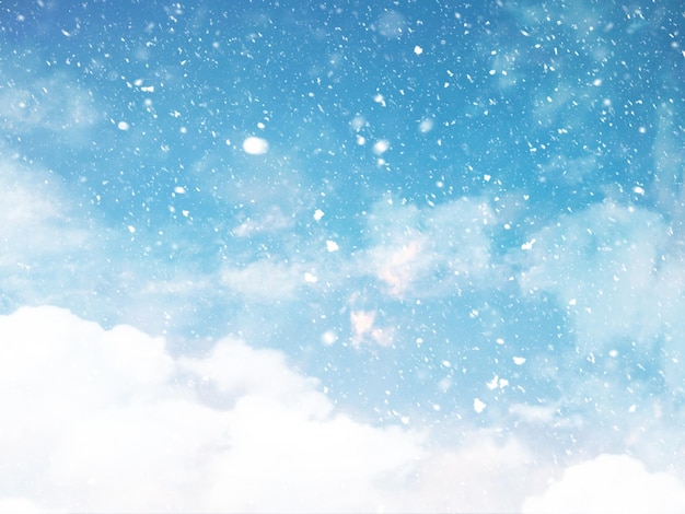 Photo gratuite fond de ciel d'hiver de noël avec des chutes de neige