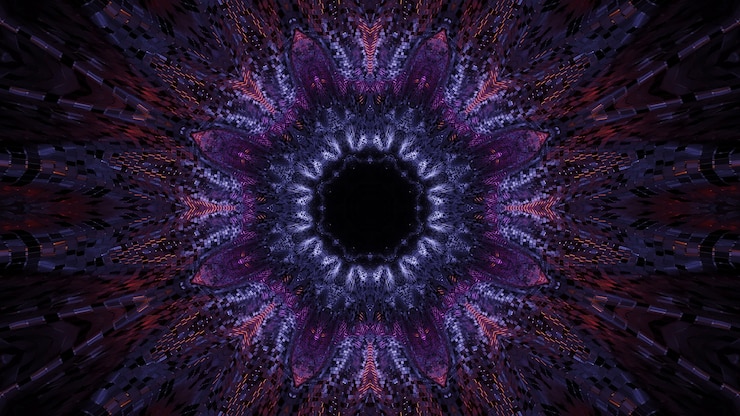 Photo gratuit fond cosmique avec des lumières laser colorées dans de belles formes - parfait pour un fond d'écran numérique
