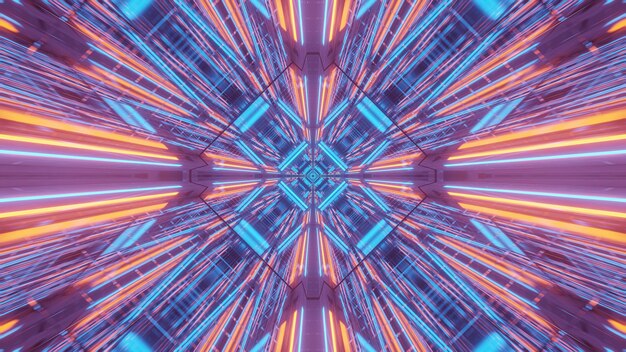 Fond cosmique de lumières laser violet-bleu et orange - parfait pour un fond d'écran numérique