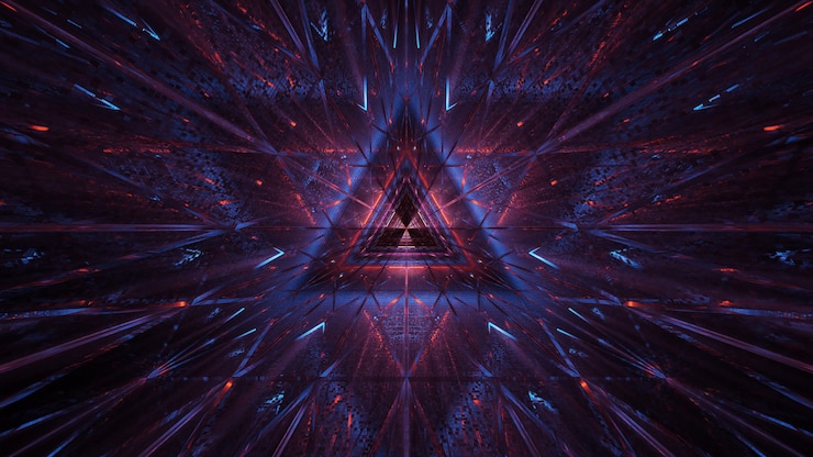 Photo gratuit fond cosmique de lumières laser violet-bleu et rouge