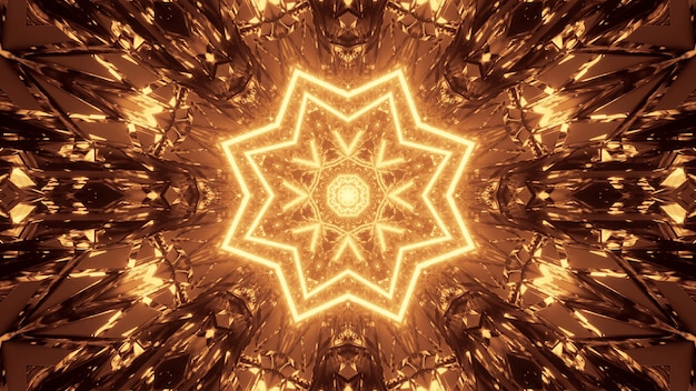 Fond cosmique avec des motifs de lumières laser marron et jaune - parfait pour un papier peint numérique