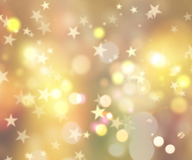 Fond décoratif de Noël d&#39;étoiles et de lumières bokeh