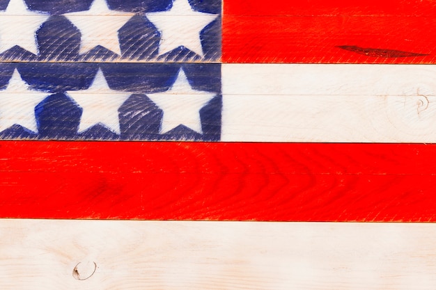 Fond de drapeau américain en bois