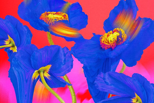 Fond d'écran de fleurs colorées, design esthétique trippy