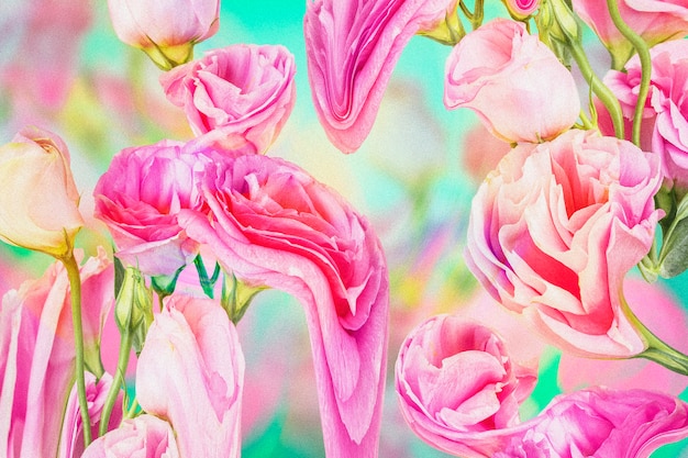 Fond d'écran floral, art psychédélique rose rose