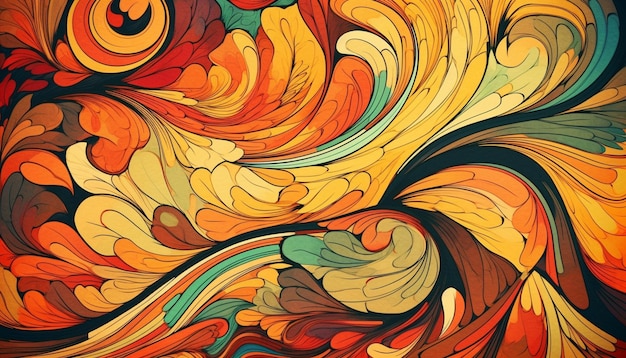Photo gratuite fond d'écran en spirale abstrait coloré vibrant avec des formes ornées générées par l'ia