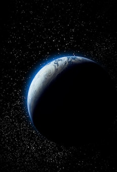 Fond d'écran vertical de la planète dans l'espace. fond d'écran de l'espace sombre. surface de la planète. sphère. vue depuis l'orbite. éléments de cette image fournis par la nasa.