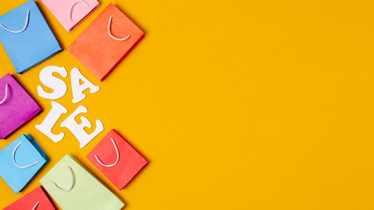 Photo gratuit fond espace copie orange avec idée de vente