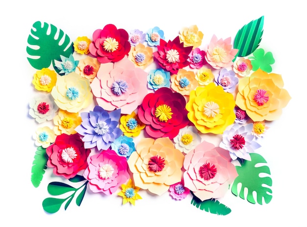 Fond de fleurs en papier fait main coloré