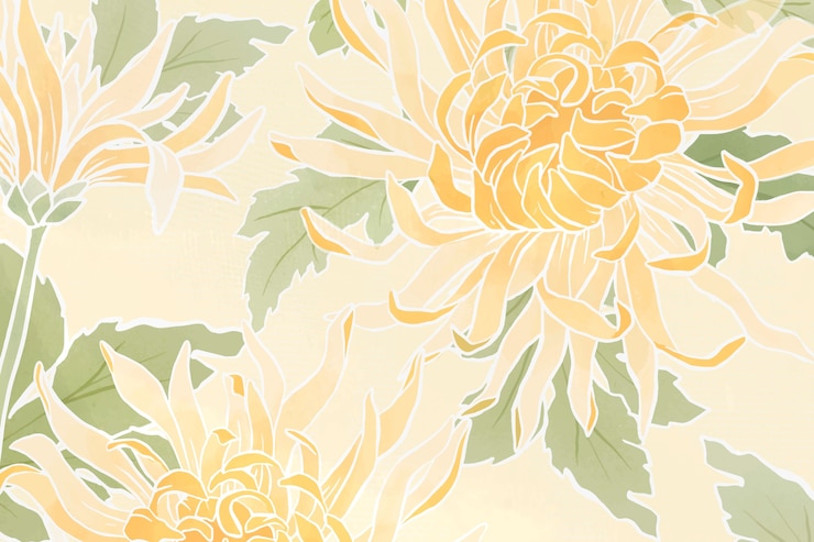 Photo gratuit fond floral de chrysanthème dessiné à la main