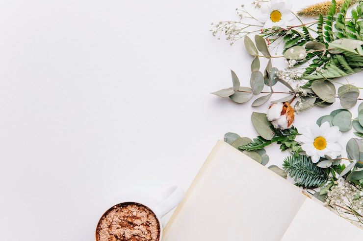 Photo gratuit fond floral décoratif avec du cacao
