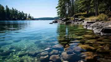 Photo gratuite fond de forêt naturelle côté lac