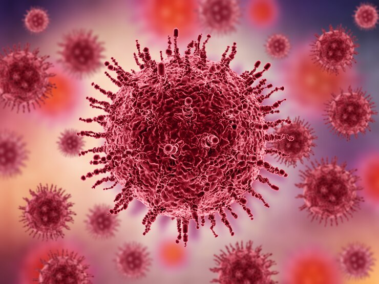 Photo gratuit fond médical 3d avec des cellules de virus abstraites