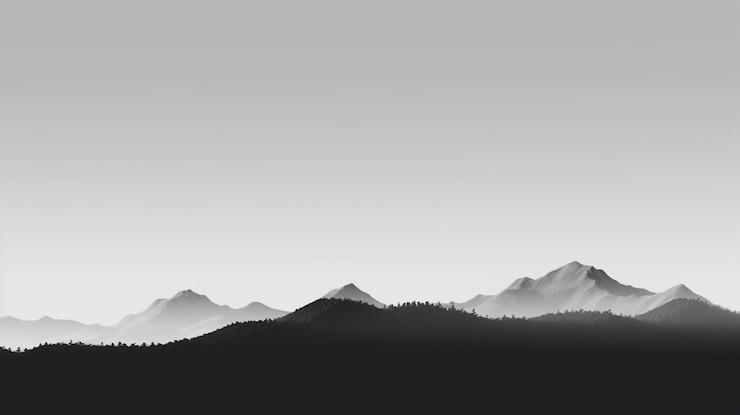 Photo gratuit fond de montagne noir et blanc