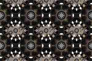 Photo gratuite fond de motif indien floral mandala noir