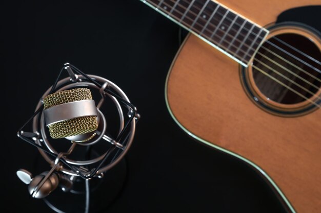 Fond de musique plat avec guitare acoustique