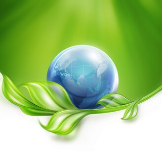 Fond naturel avec le monde bleu et laisse la conception conceptuelle de la protection de l'environnement