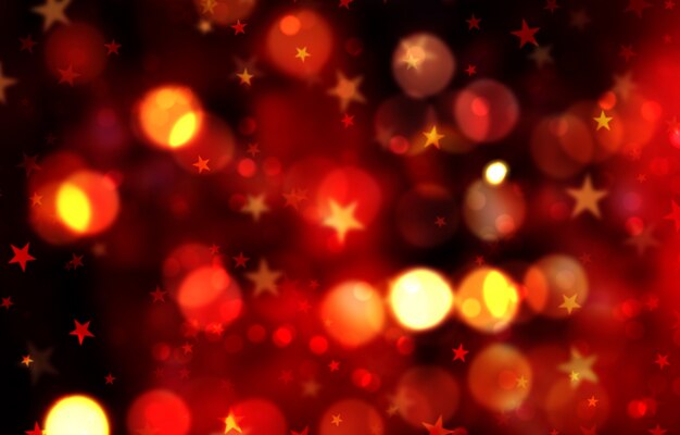 fond de Noël avec des lumières bokeh et étoiles