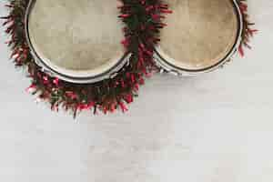 Photo gratuite fond de noël avec des tambours