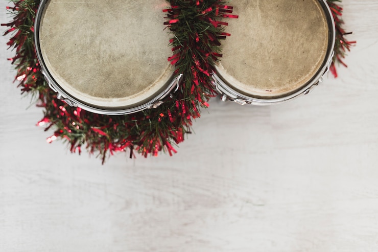 Photo gratuit fond de noël avec des tambours