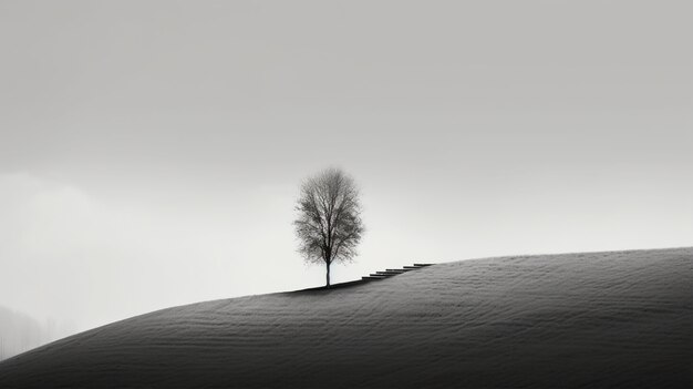 Fond noir et blanc avec arbre